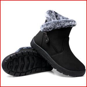 Waterproof Fur Lined Winter Boots Women's Snow Boots Ankle Booties